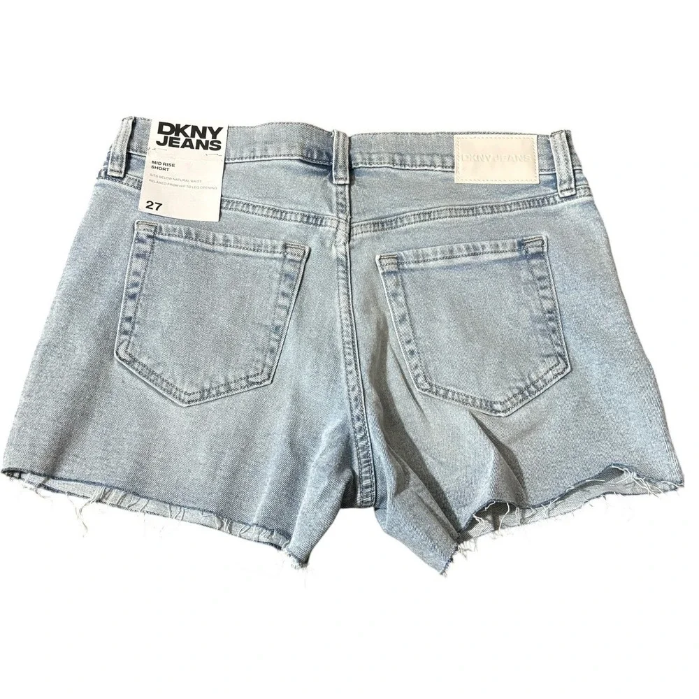 DKNY‎ Jeans Womens High Rise Raw Hem Light Wash Denim Shorts Beach Festival Boho